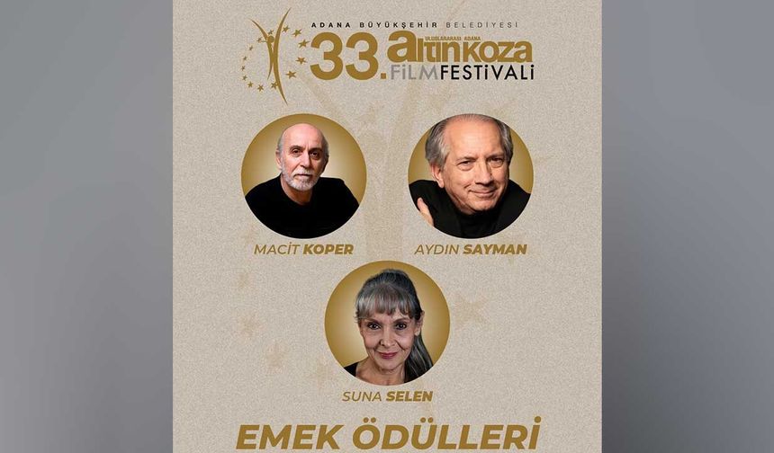 Adana Altın Koza’dan Suna Selen, Macit Koper ve Aydın Sayman’a Emek Ödülü